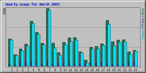 Hourly usage for March 2025